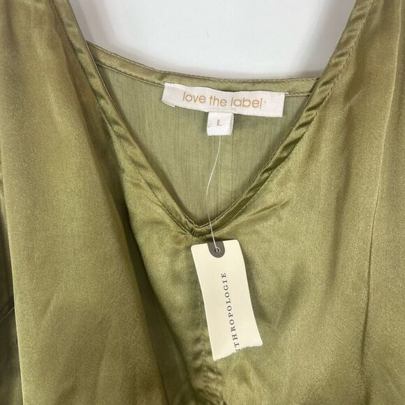 NWT Anthropologie Love The Label Utility Dress Womens Large Moss Sleeveless Midi - Picture 4 of 16